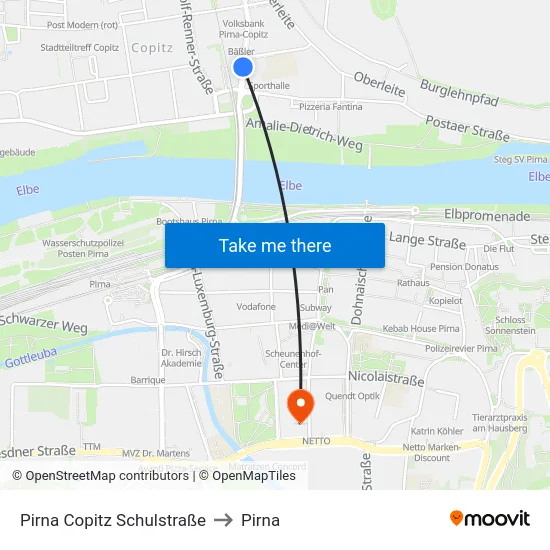 Pirna Copitz Schulstraße to Pirna map