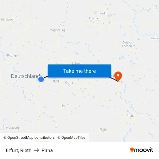 Erfurt, Rieth to Pirna map