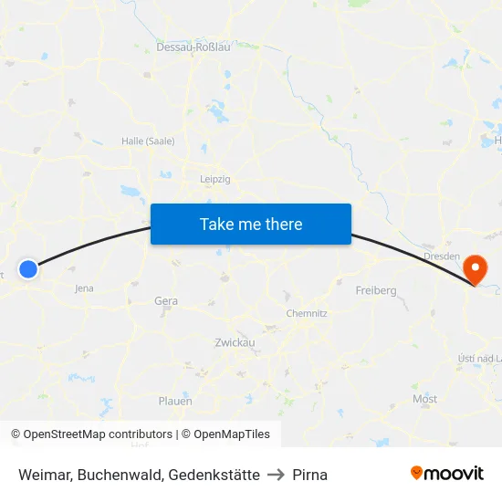 Weimar, Buchenwald, Gedenkstätte to Pirna map