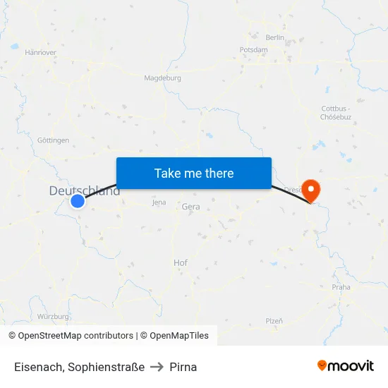 Eisenach, Sophienstraße to Pirna map