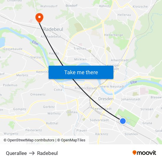 Querallee to Radebeul map