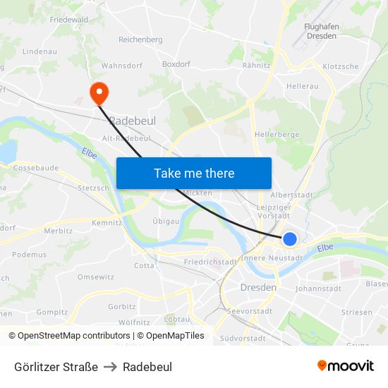 Görlitzer Straße to Radebeul map