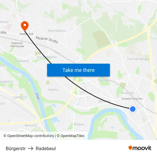 Bürgerstr to Radebeul map