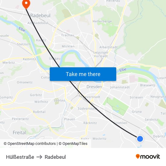 Hülßestraße to Radebeul map