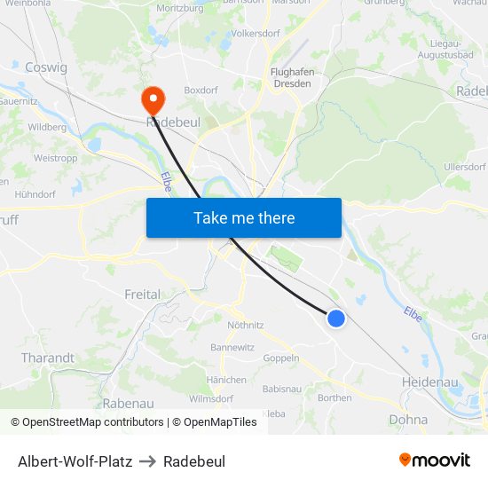 Albert-Wolf-Platz to Radebeul map