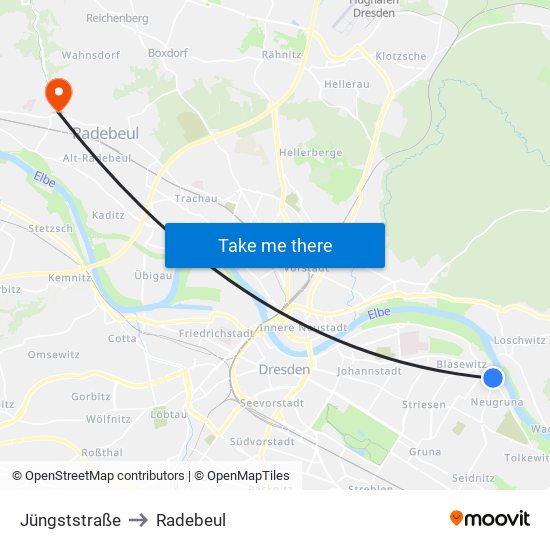 Jüngststraße to Radebeul map