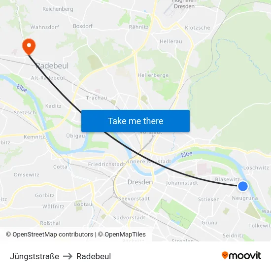 Jüngststraße to Radebeul map