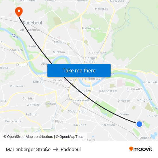 Marienberger Straße to Radebeul map