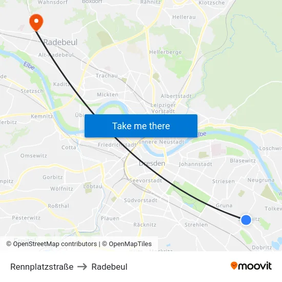 Rennplatzstraße to Radebeul map