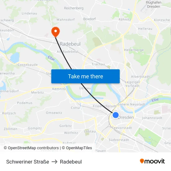 Schweriner Straße to Radebeul map