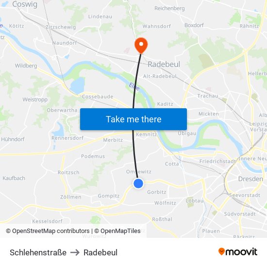 Schlehenstraße to Radebeul map