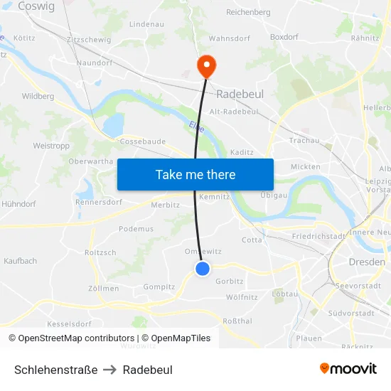Schlehenstraße to Radebeul map