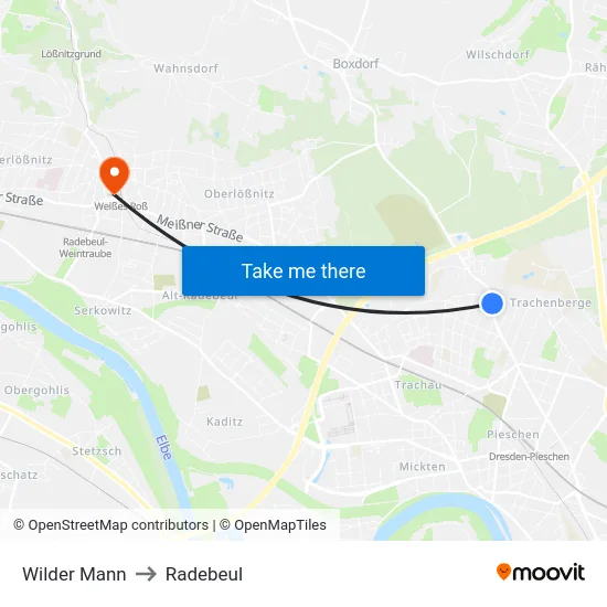 Wilder Mann to Radebeul map