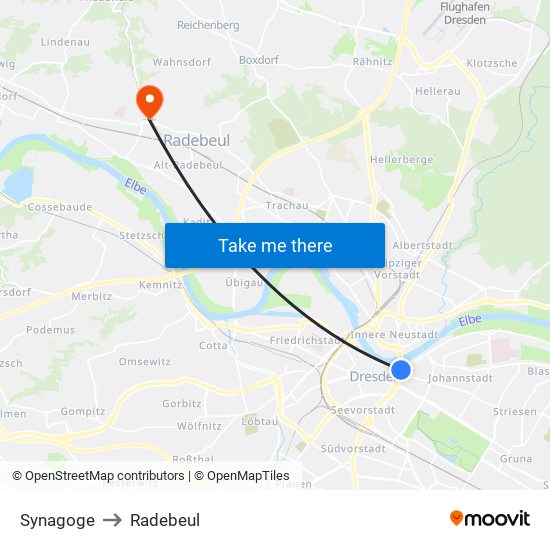 Synagoge to Radebeul map