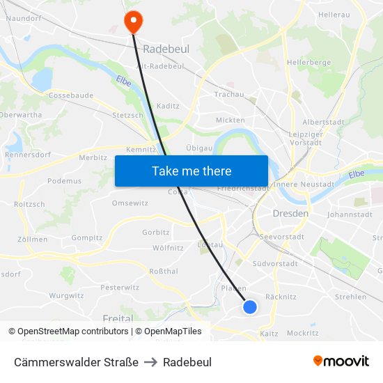 Cämmerswalder Straße to Radebeul map