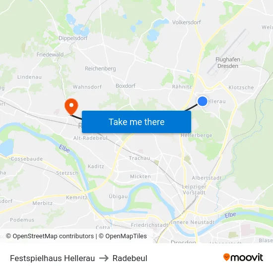 Festspielhaus Hellerau to Radebeul map