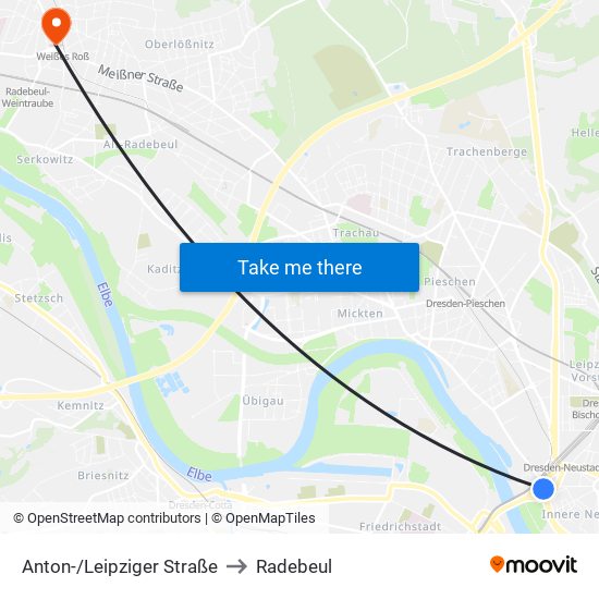 Anton-/Leipziger Straße to Radebeul map