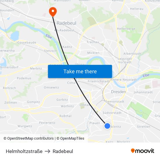 Helmholtzstraße to Radebeul map