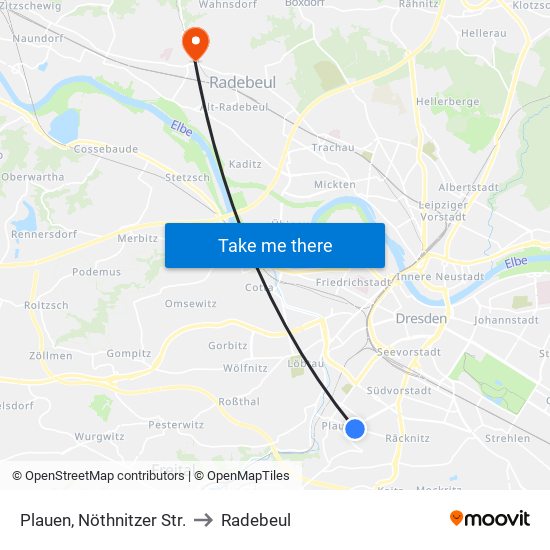 Plauen, Nöthnitzer Str. to Radebeul map