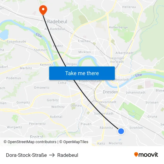 Dora-Stock-Straße to Radebeul map