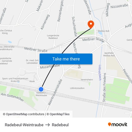 Radebeul-Weintraube to Radebeul map