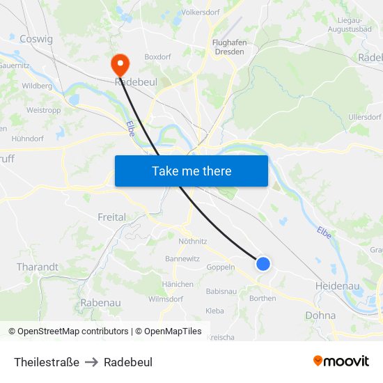 Theilestraße to Radebeul map