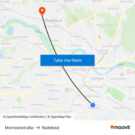 Momsenstraße to Radebeul map