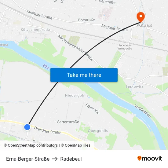 Erna-Berger-Straße to Radebeul map