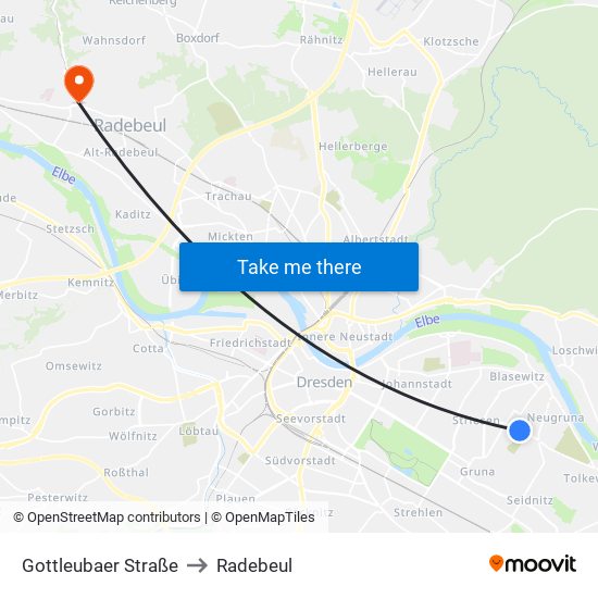 Gottleubaer Straße to Radebeul map