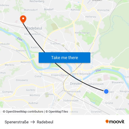 Spenerstraße to Radebeul map