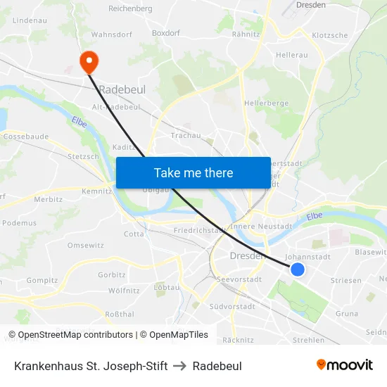 Krankenhaus St. Joseph-Stift to Radebeul map