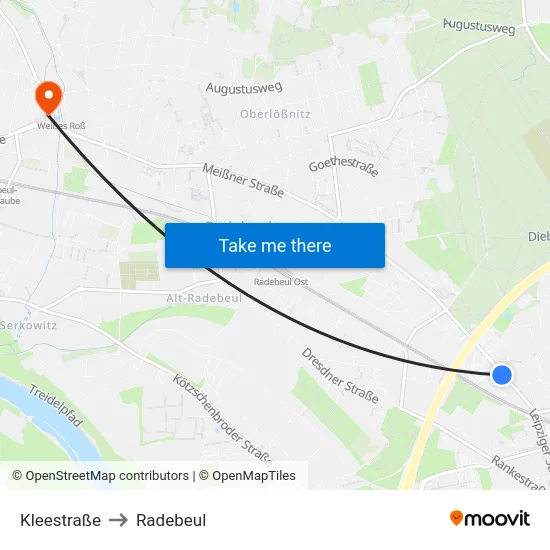 Kleestraße to Radebeul map