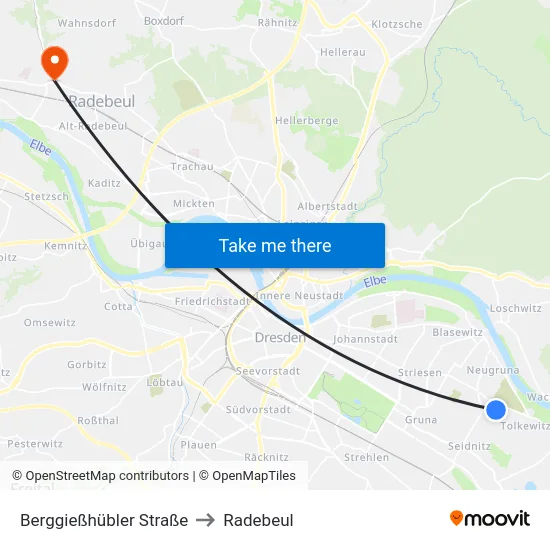 Berggießhübler Straße to Radebeul map
