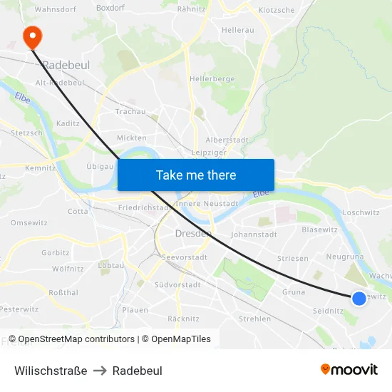 Wilischstraße to Radebeul map