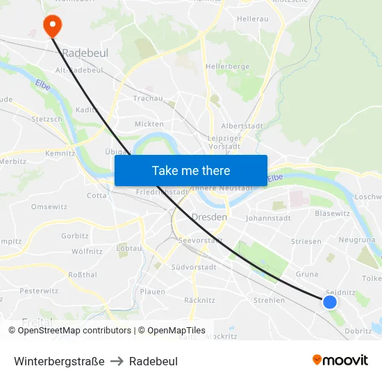 Winterbergstraße to Radebeul map