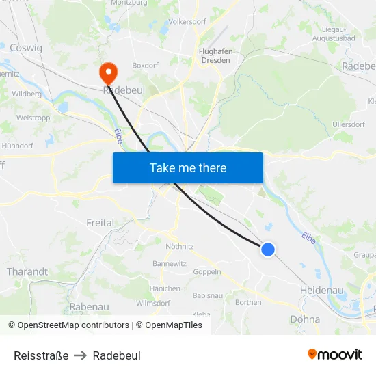 Reisstraße to Radebeul map