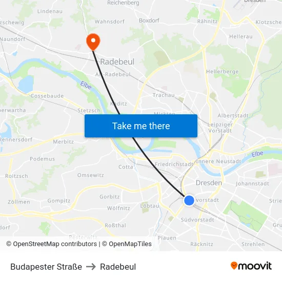 Budapester Straße to Radebeul map