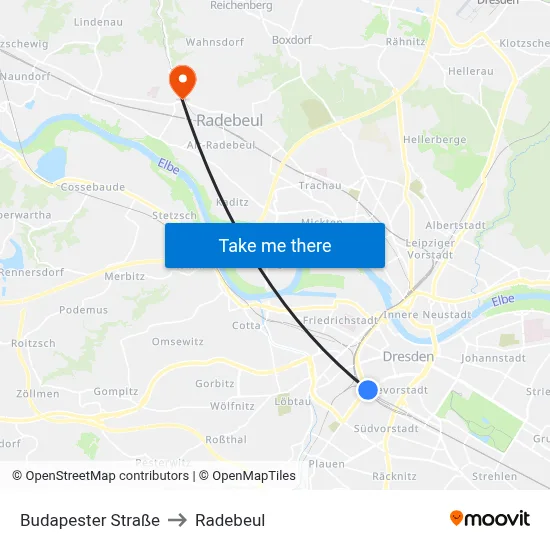 Budapester Straße to Radebeul map