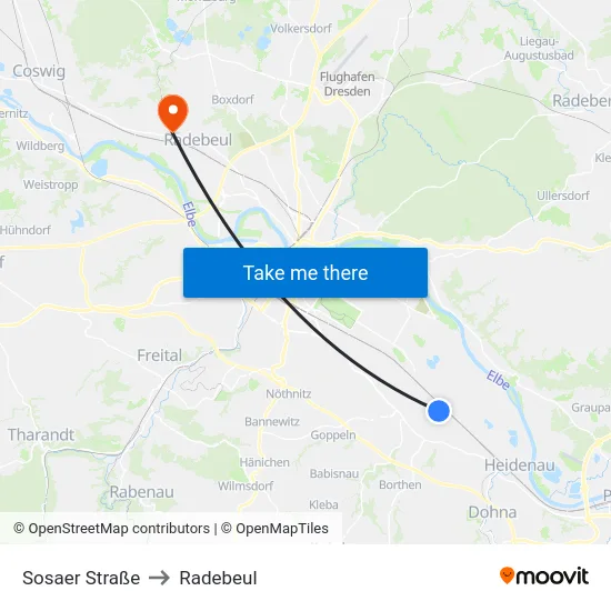 Sosaer Straße to Radebeul map