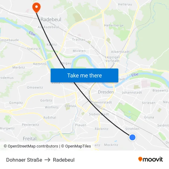 Dohnaer Straße to Radebeul map