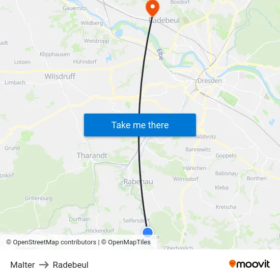 Malter to Radebeul map