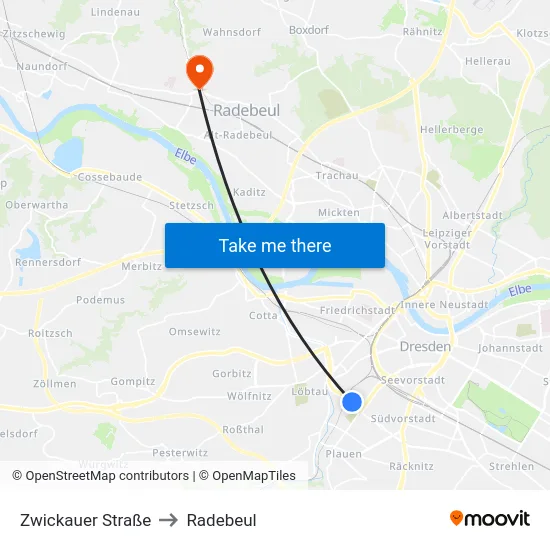 Zwickauer Straße to Radebeul map