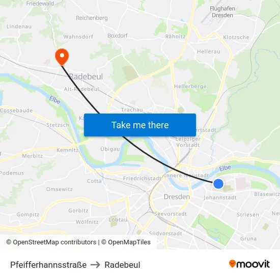 Pfeifferhannsstraße to Radebeul map