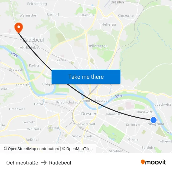 Oehmestraße to Radebeul map