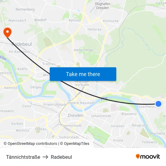 Tännichtstraße to Radebeul map
