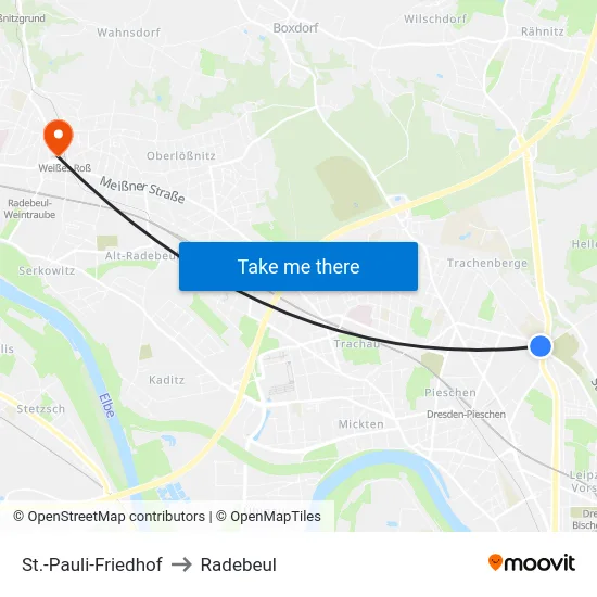 St.-Pauli-Friedhof to Radebeul map