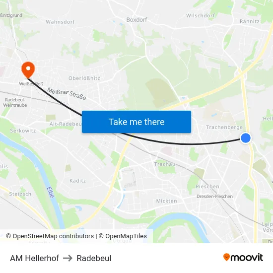 AM Hellerhof to Radebeul map
