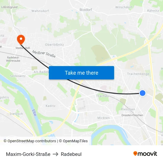 Maxim-Gorki-Straße to Radebeul map