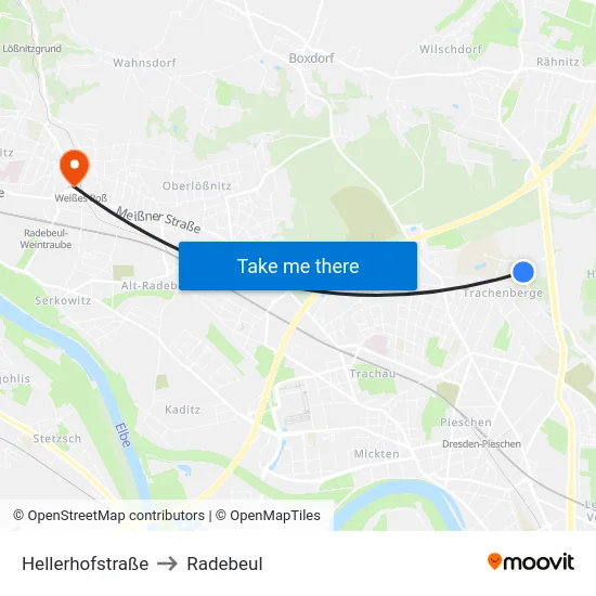 Hellerhofstraße to Radebeul map