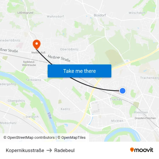 Kopernikusstraße to Radebeul map